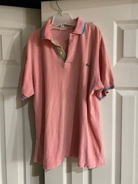 Vintage Lacoste pink terry cloth shirt